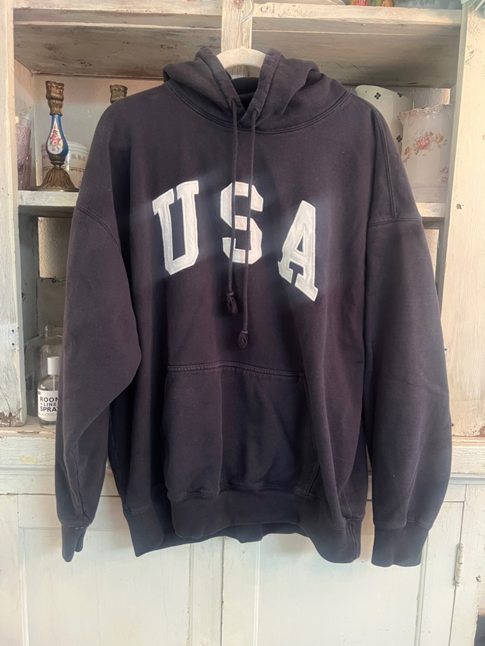 Brandy Melville Navy Blue USA Hoodie Size Large!!!
